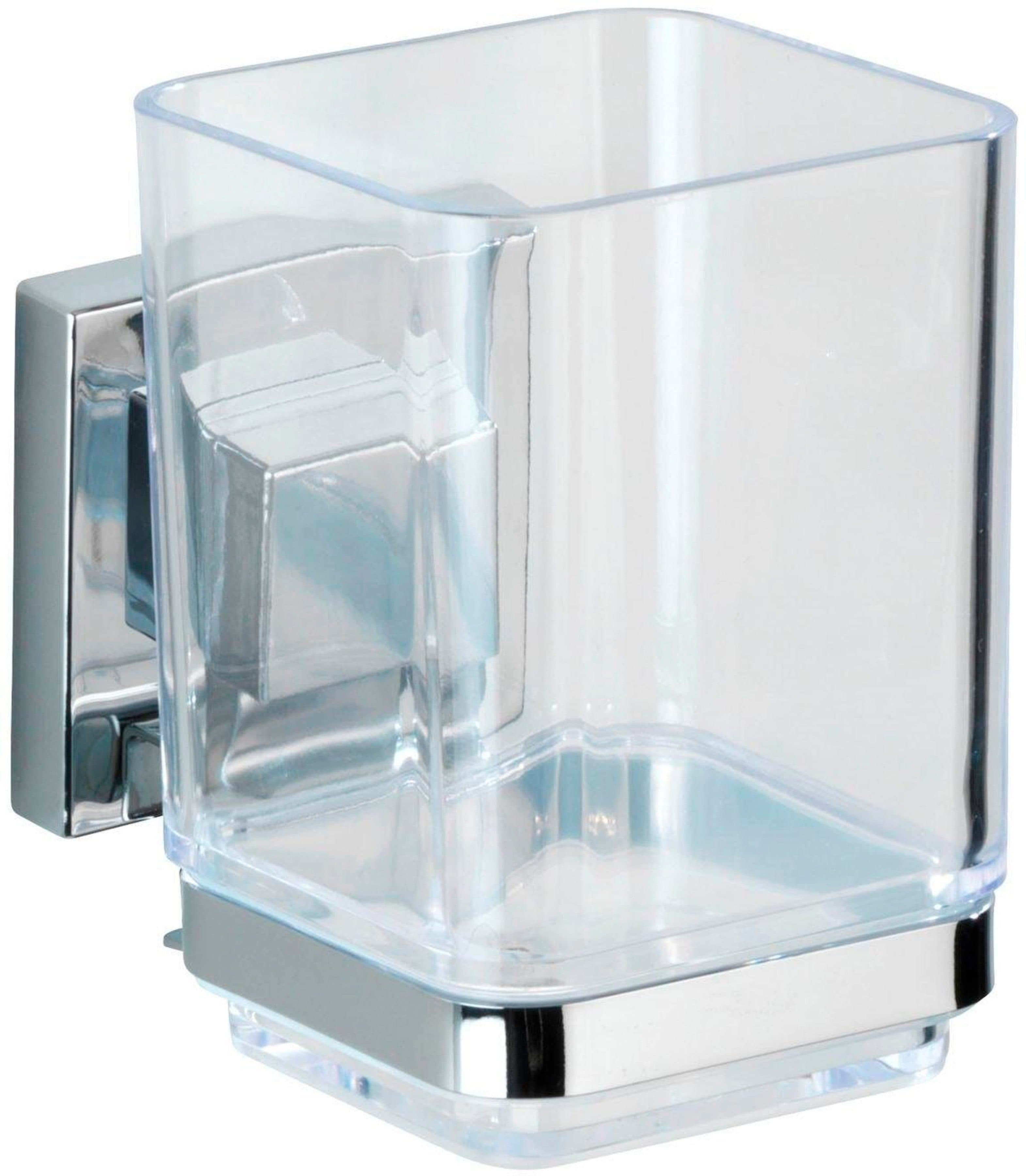 WENKO Zahnputzbecher Vacuum-Loc® Modell Quadro | Schwarz