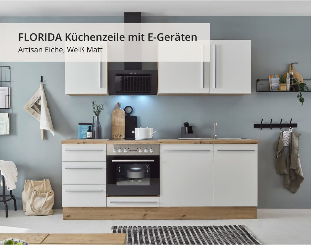 KOCHSTATION Küchenzeile KS-Florida | Weiß