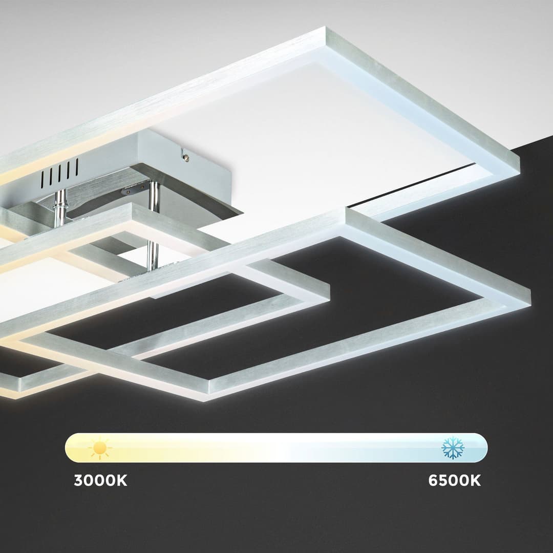 B.K.Licht BK_FR1320 WiFi LED-Deckenleuchte | Silber