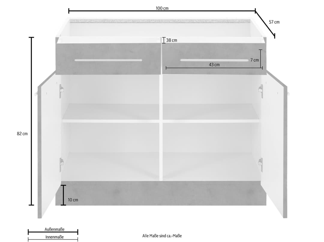 wiho Küchen Unterschrank Flexi2 | Beige