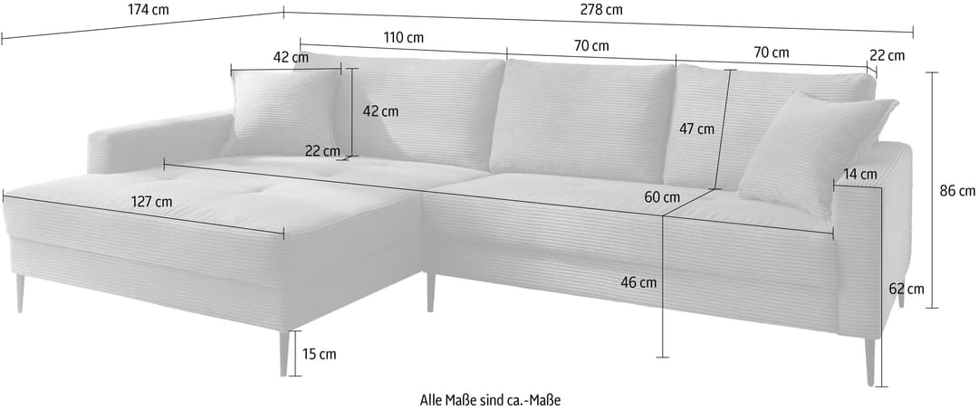 Trends by HG Ecksofa Summer L-Form | Blau