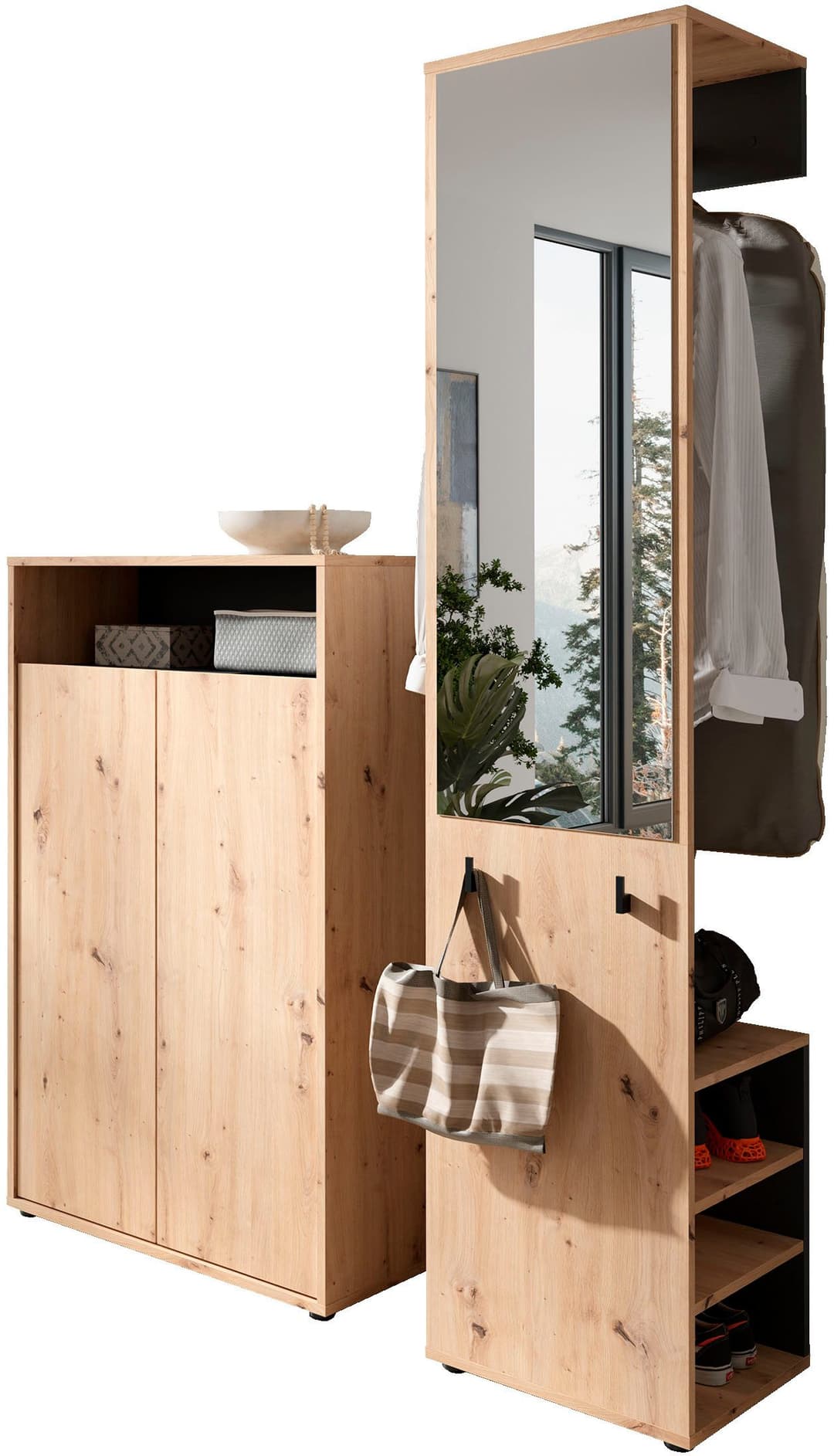 byLIVING Garderoben-Set Lyon | Holztöne