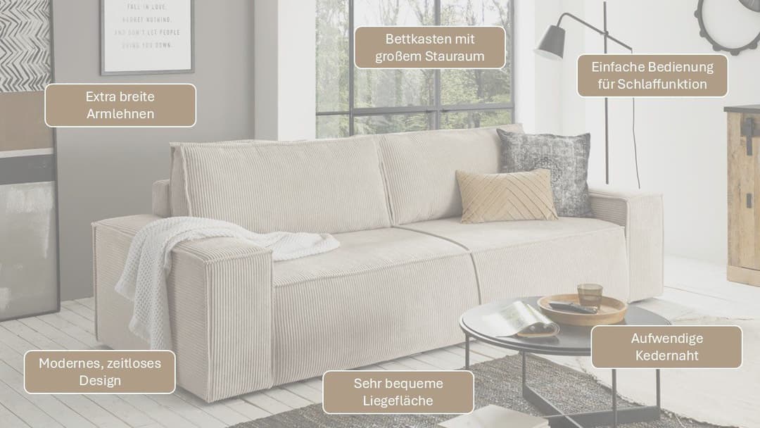 Home affaire 3-Sitzer SHERWOOD Schlafsofa | Grün