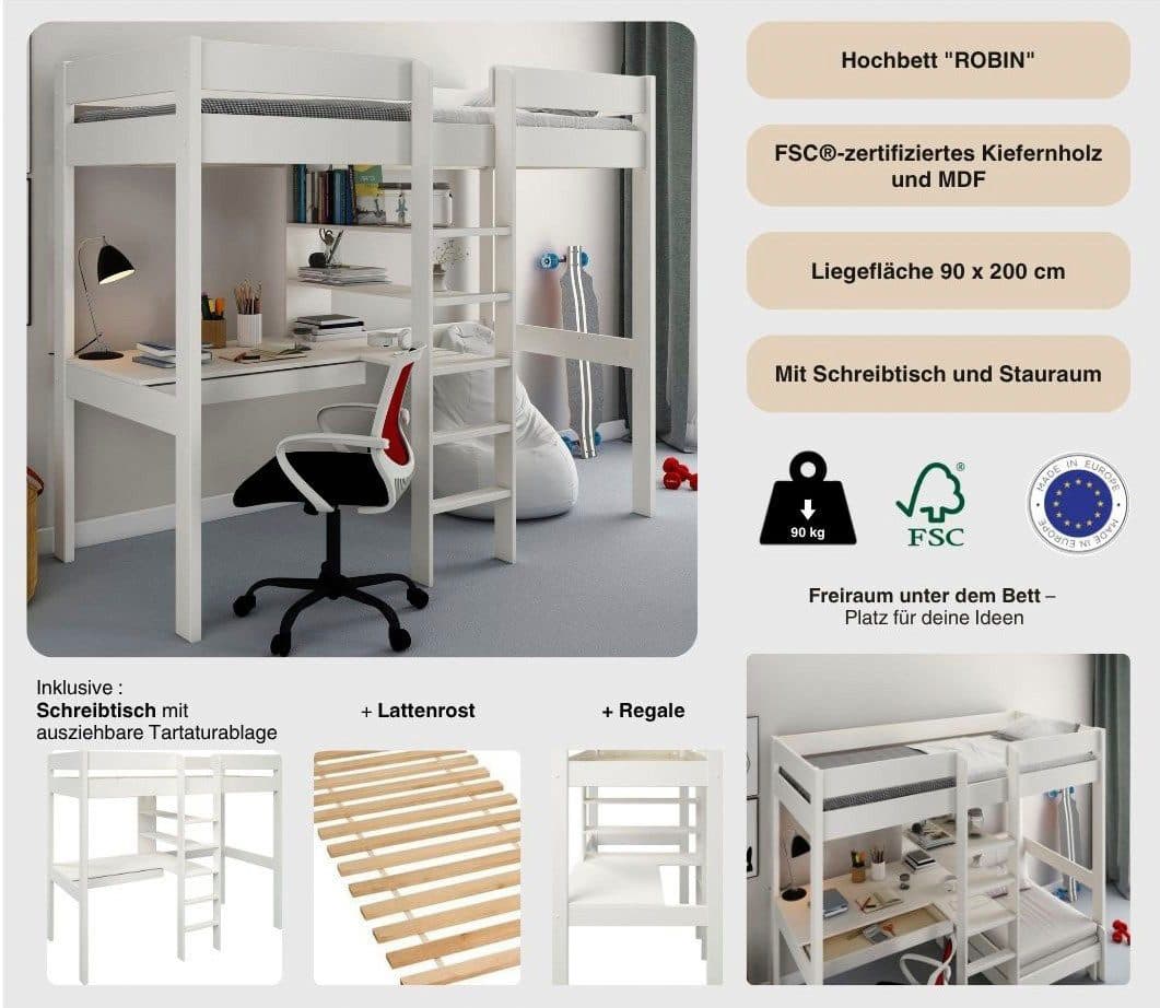 OTTO home Hochbett Stockbett "ROBIN" | Weiß