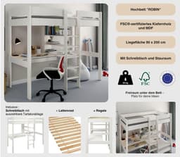OTTO home Hochbett Stockbett "ROBIN" | Weiß
