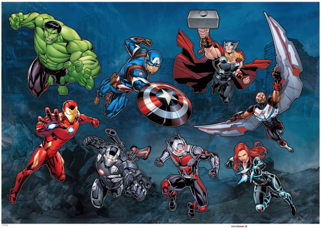 Komar Wandtattoo Avengers Crew | Mehrfarbig