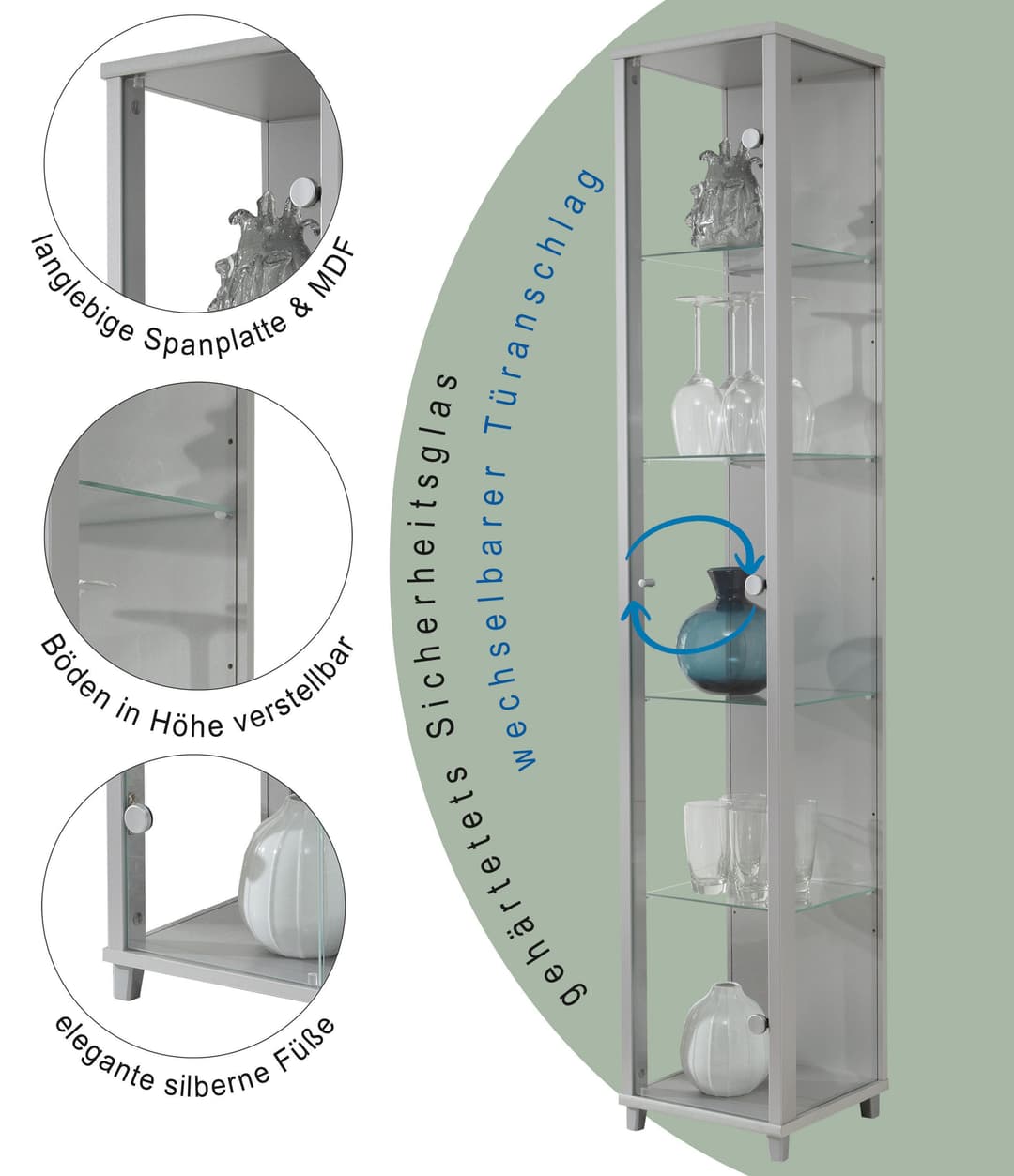 fif möbel Vitrine OPTIMA | Silber