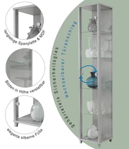 fif möbel Vitrine OPTIMA | Silber