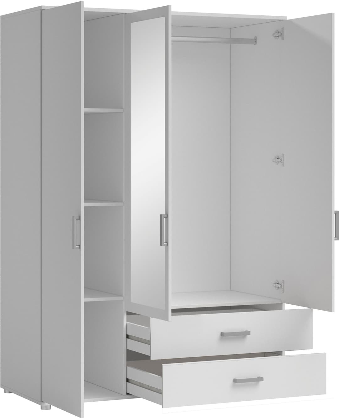 Schlafkontor Drehtürenschrank Ivar Kleiderschrank mit Spiegel | Weiß