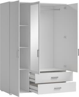 Schlafkontor Drehtürenschrank Ivar Kleiderschrank mit Spiegel | Weiß