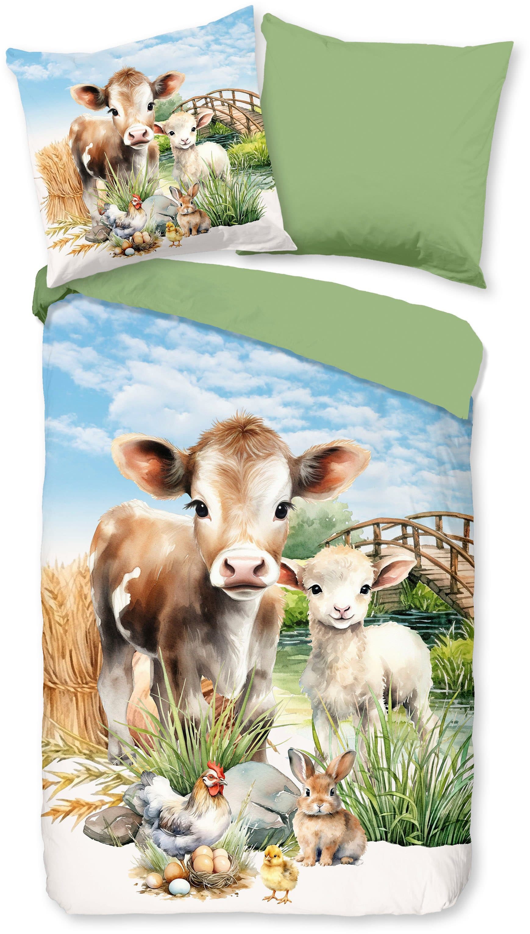 PURE luxury collection Kinderbettwäsche Farm animals | Mehrfarbig