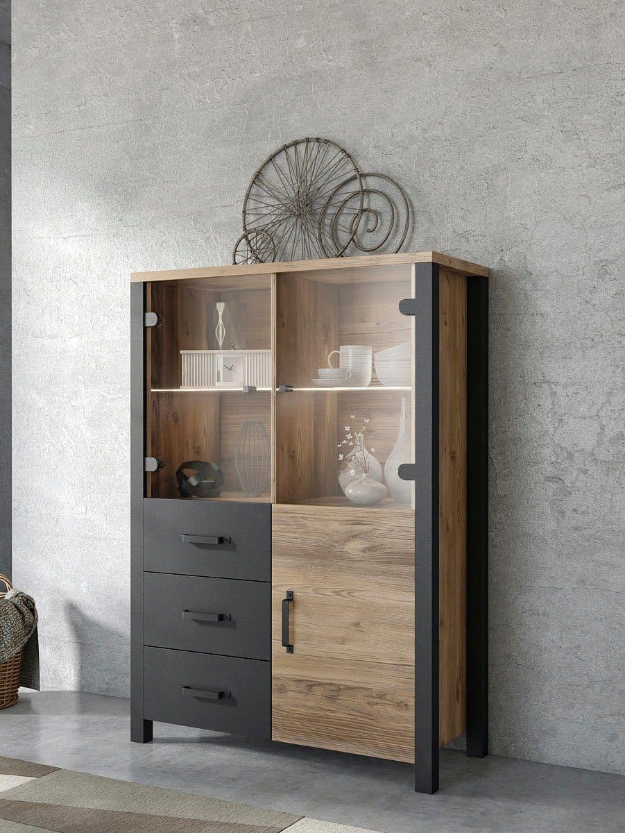 Home affaire Vitrine Olin Höhe 146 cm | Holztöne