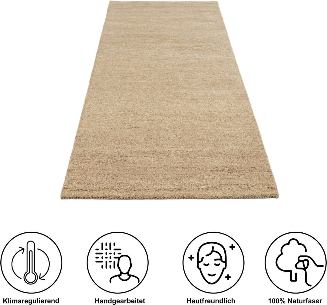 THEKO Wollteppich Gabbeh Uni | Beige