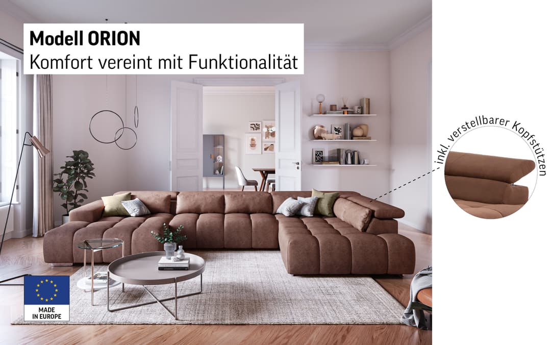COTTA Wohnlandschaft Orion U-Form | Grau