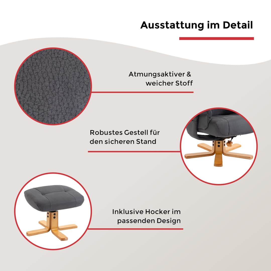 Duo Collection TV-Sessel Bordeaux | Grau