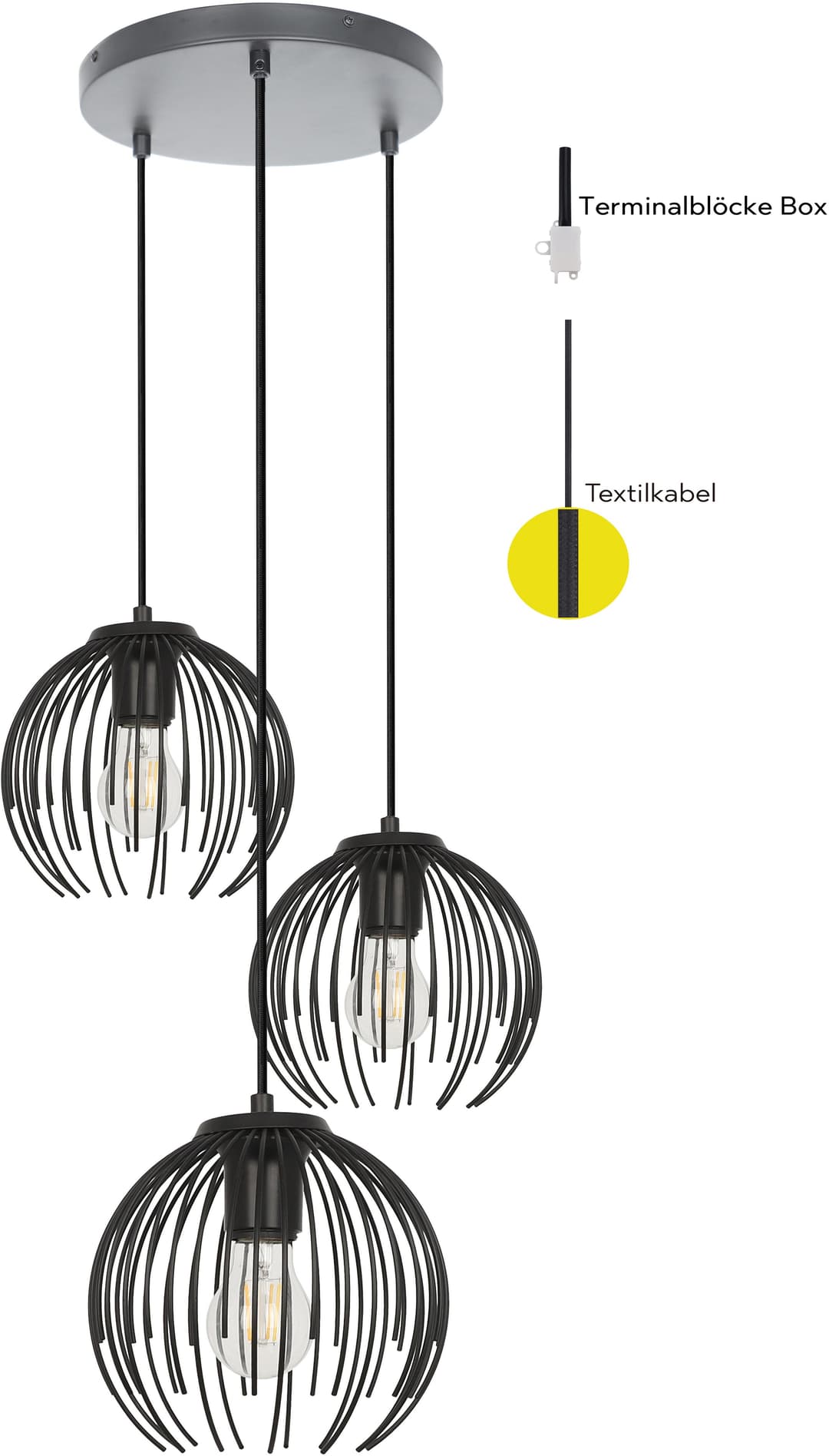 OTTO home Pendelleuchte Tonnia | Schwarz