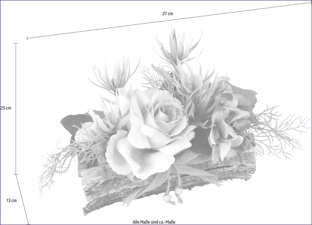 Kunstpflanze Gesteck Rose in Schale | Mehrfarbig