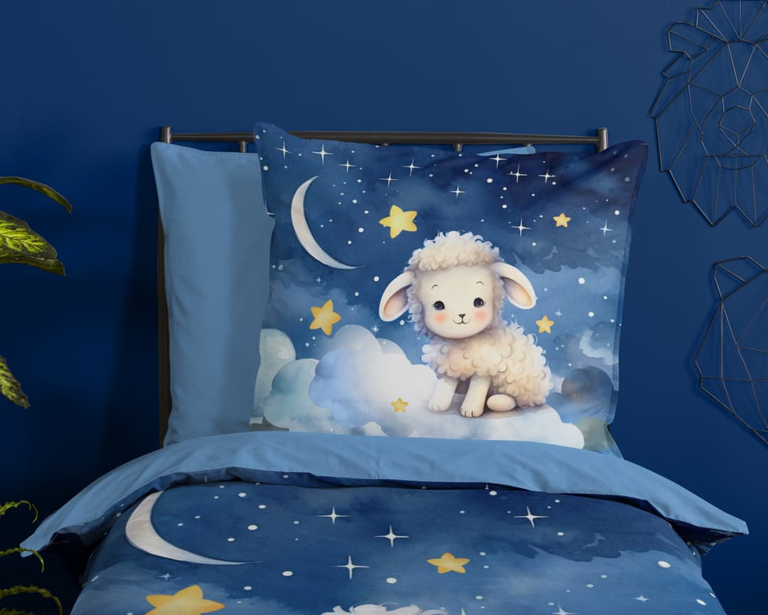 PURE luxury collection Kinderbettwäsche Sheepy | Blau