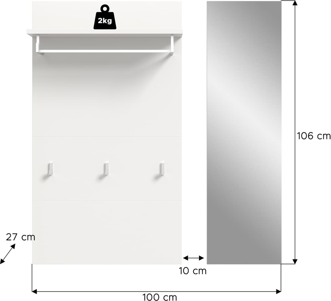 Home affaire Garderobenpaneel AOSTA | Weiß