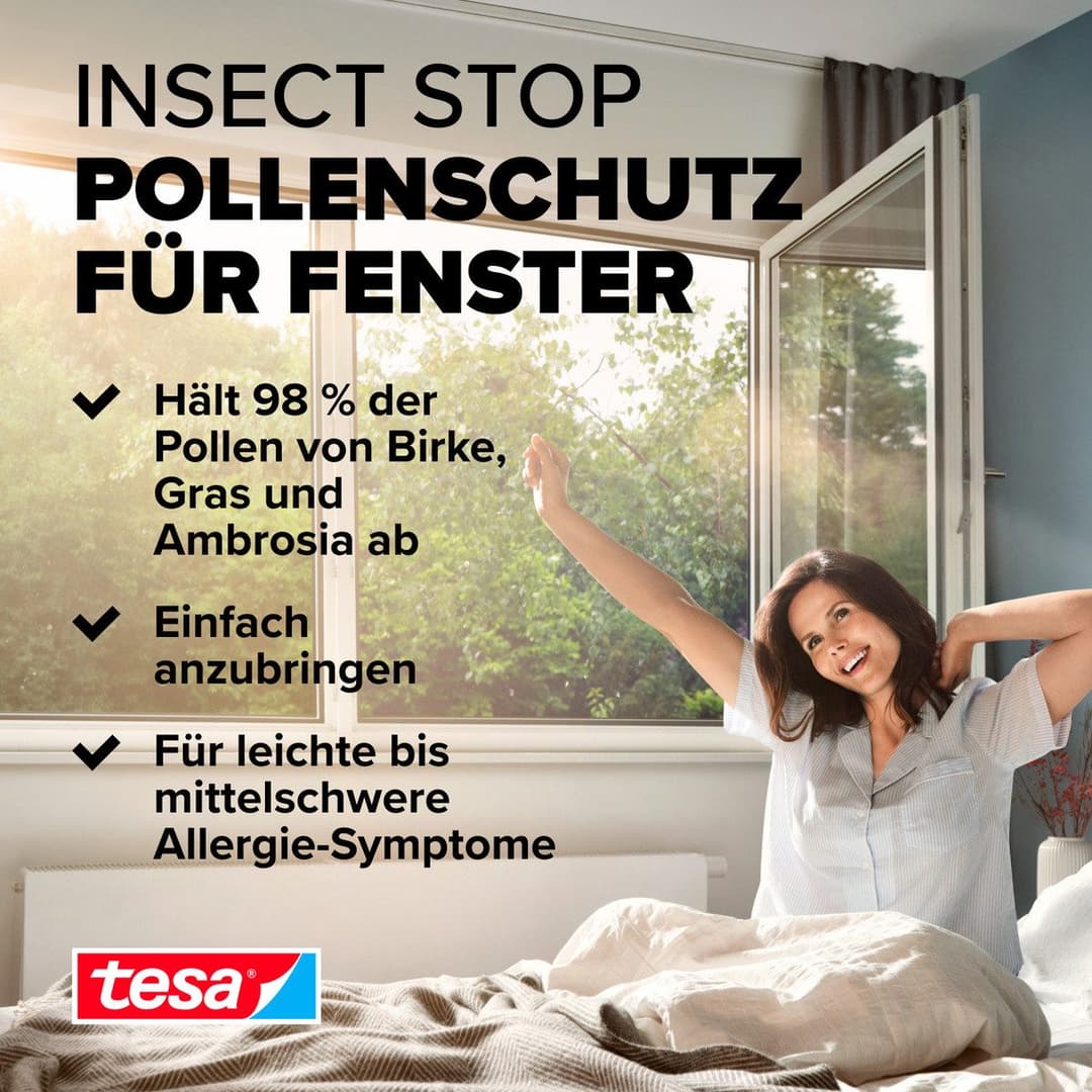 tesa Insektenschutz-Fensterrahmen Pollenschutzgitter | Schwarz