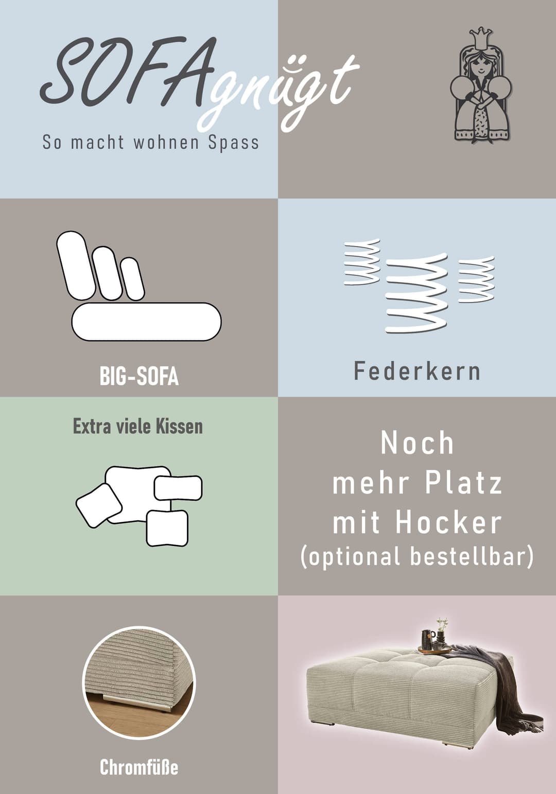 Jockenhöfer Gruppe Big-Sofa Moldau XXL | Grau