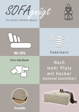 Jockenhöfer Gruppe Big-Sofa Moldau XXL | Grau
