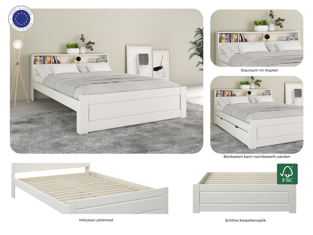 OTTO home Massivholzbett FLAVION | Weiß