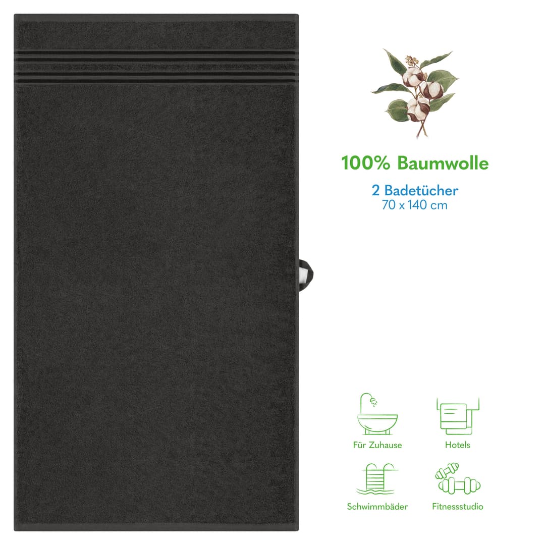 HAMMETEX Duschtuch 2er Set | Grau