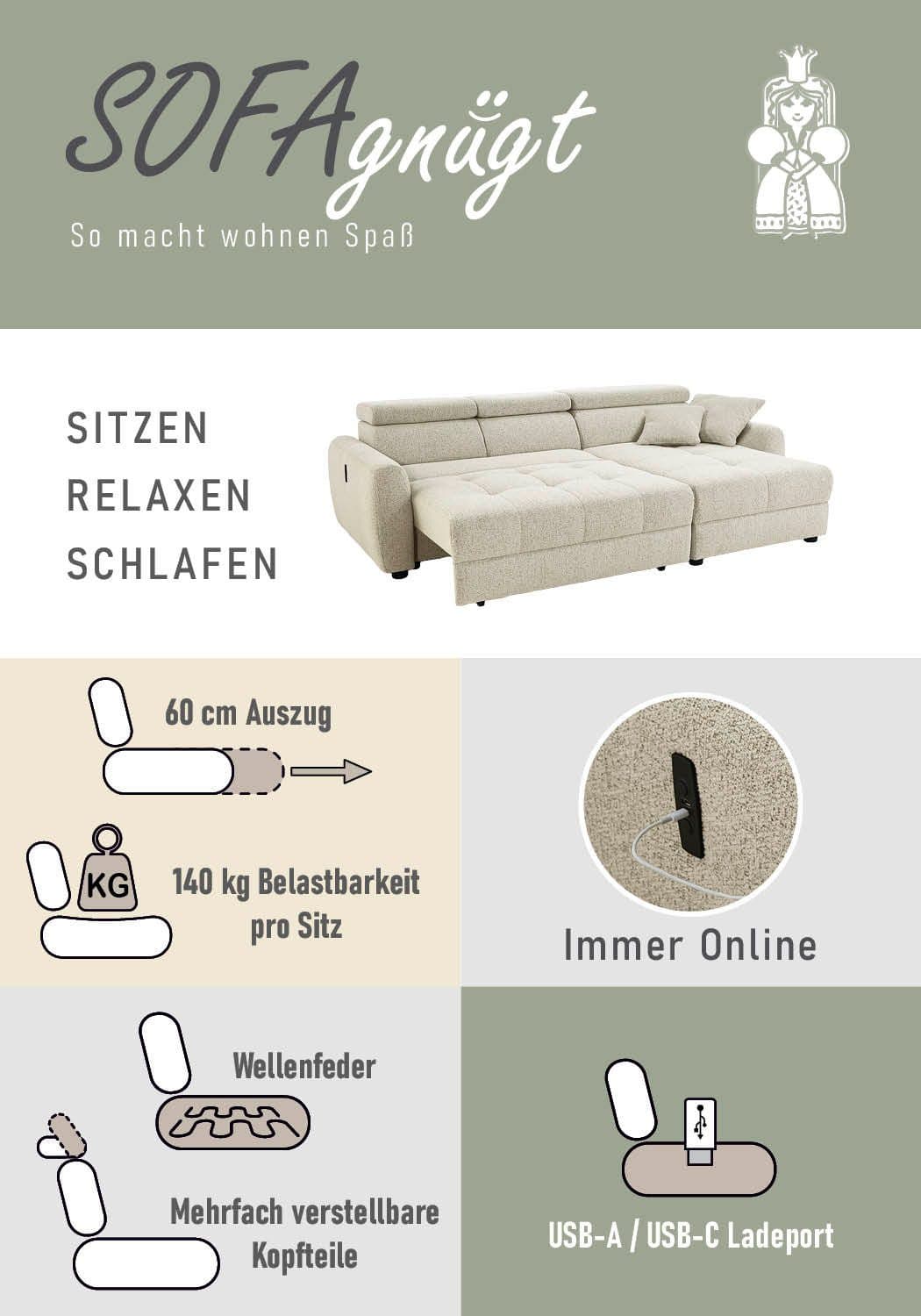 Jockenhöfer Gruppe Ecksofa Move L-Form | Grau