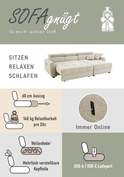 Jockenhöfer Gruppe Ecksofa Move L-Form | Grau