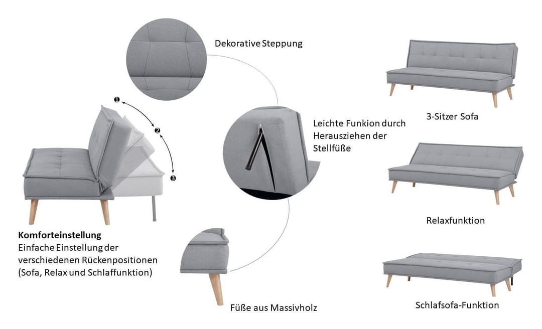 INOSIGN Schlafsofa MENDOTA | Grau