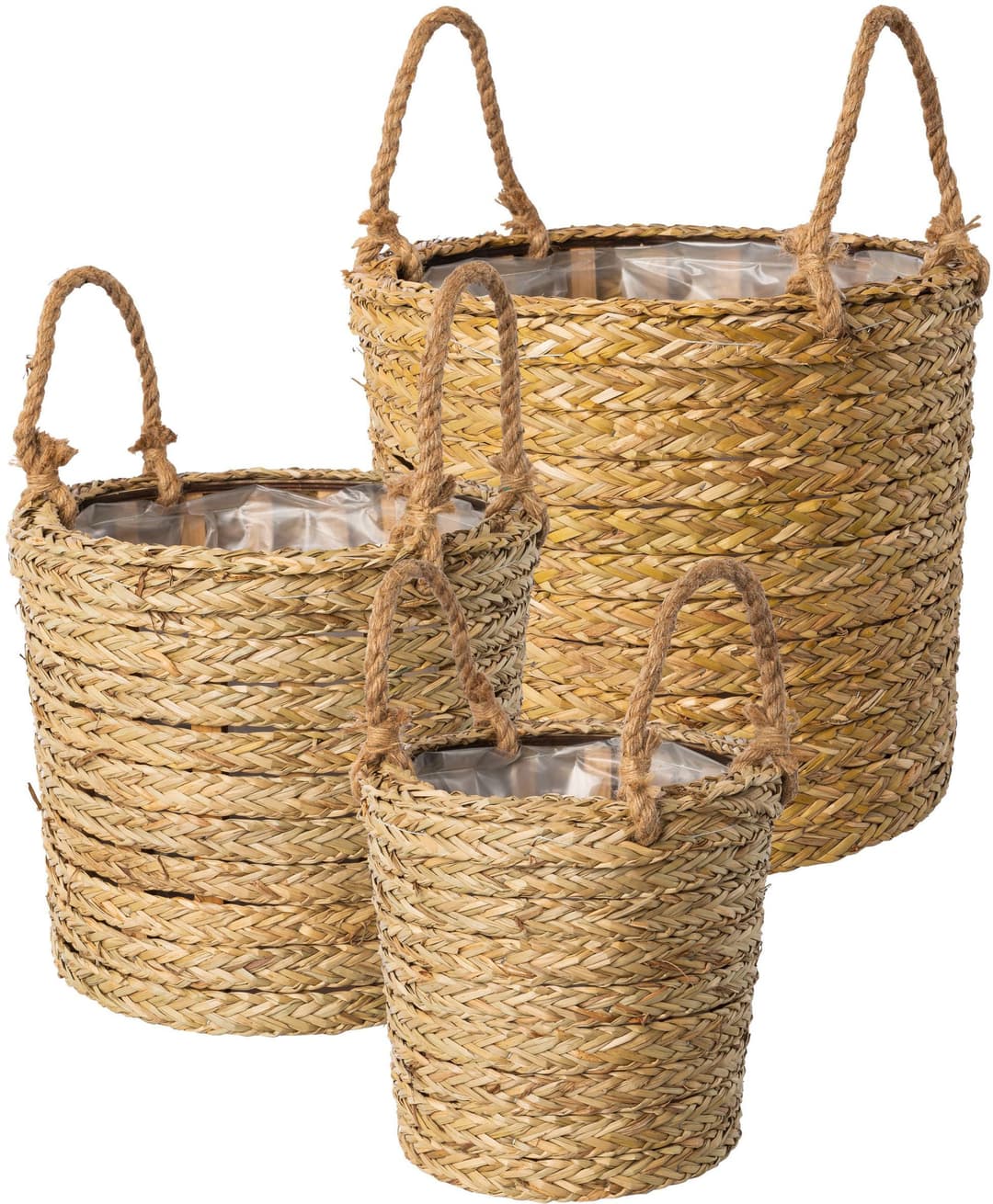 Creativ home Aufbewahrungskorb Korb mit Henkel (3 St) | Braun