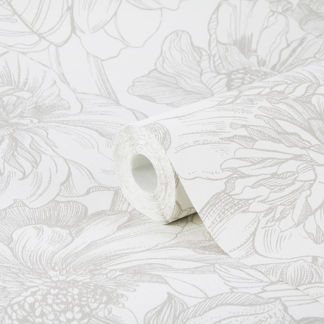Art for the home Vliestapete Soft Blush Dahlia | Grau