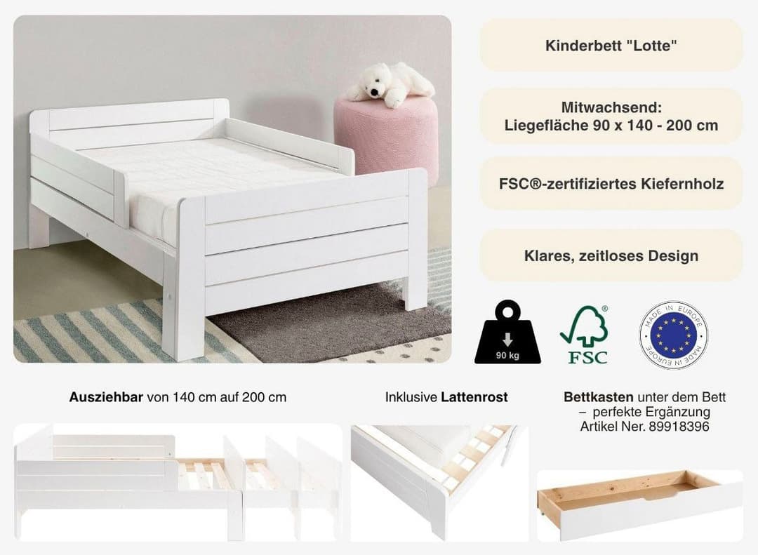 OTTO home Funktionsbett LOTTE | Weiß