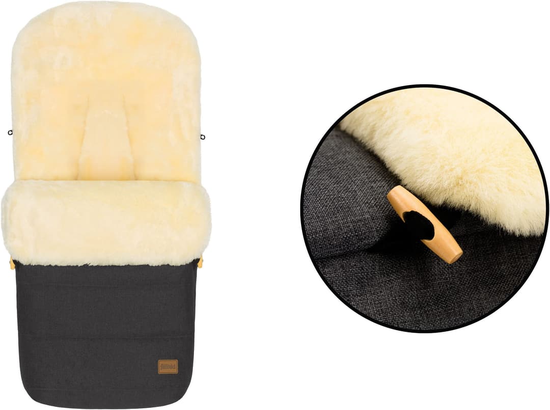 Fillikid Fußsack Bernina Style mit Lammfell | Grau