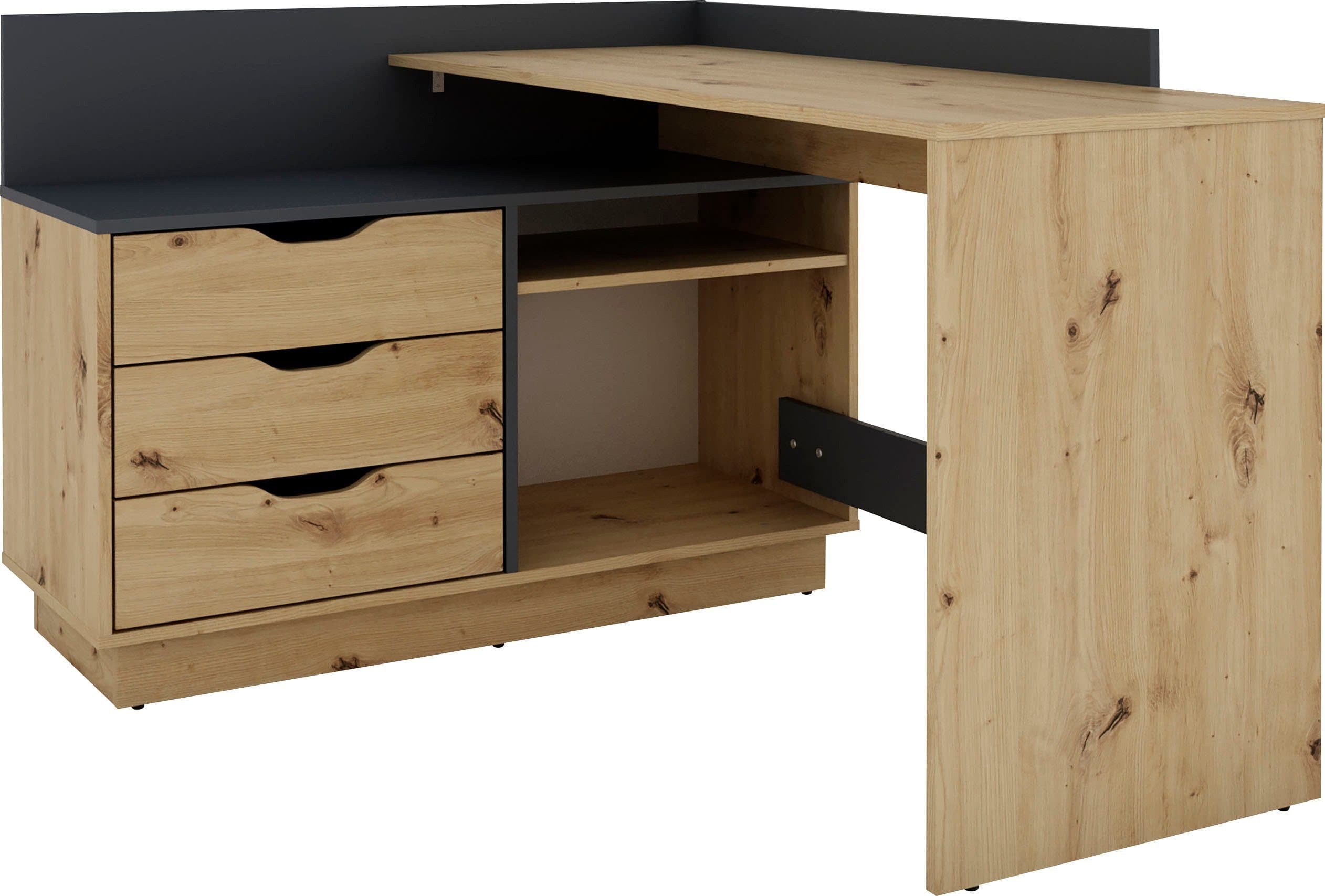 byLIVING Eckschreibtisch Bern | Holztöne