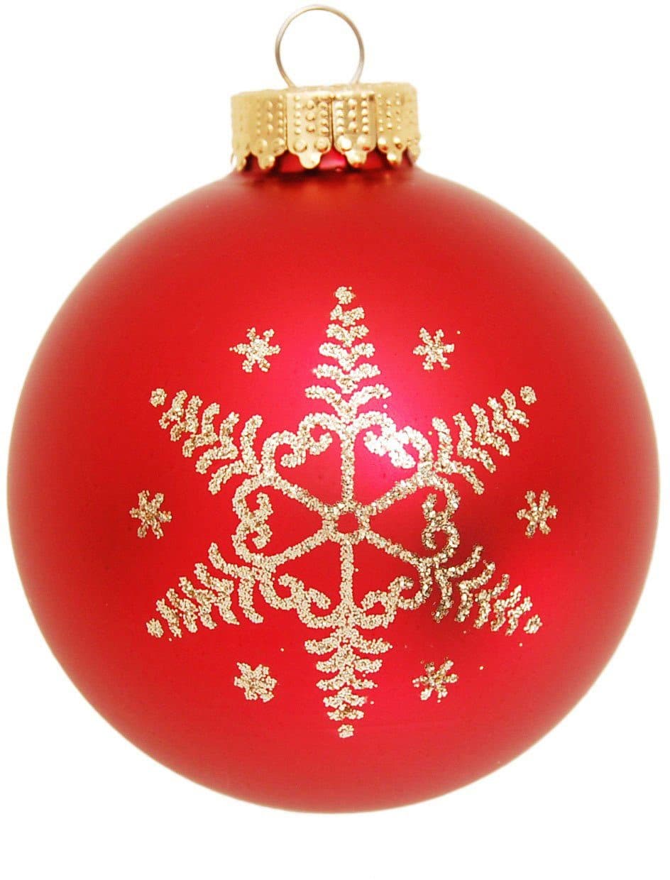 Krebs Glas Lauscha Weihnachtsbaumkugel Schneeflocke rot (16 St) | Rot