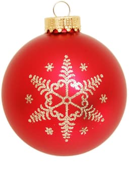 Krebs Glas Lauscha Weihnachtsbaumkugel Schneeflocke rot (16 St) | Rot