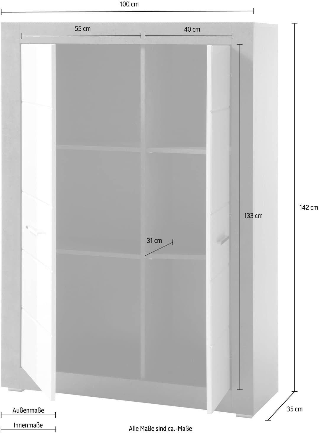 Home affaire Mehrzweckschrank Etero Höhe 142 cm | Mehrfarbig