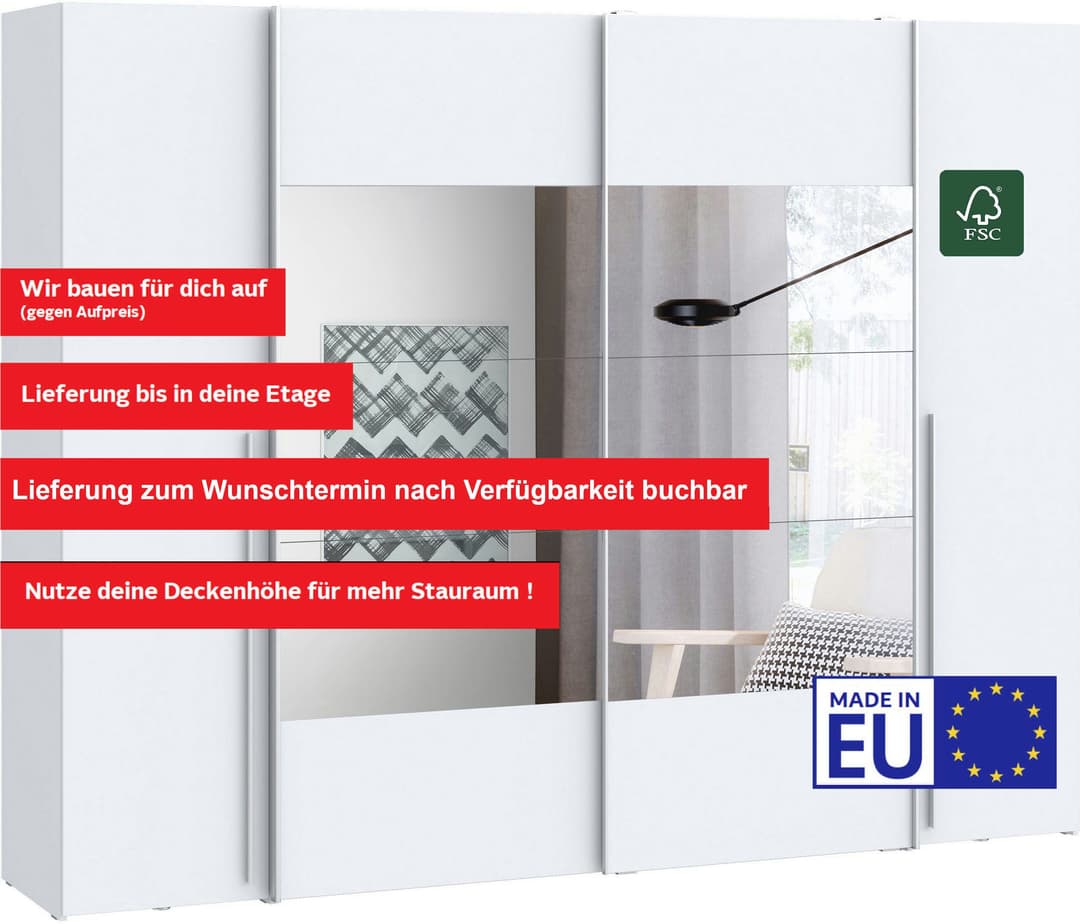 FORTE Kleiderschrank Narago | Weiß