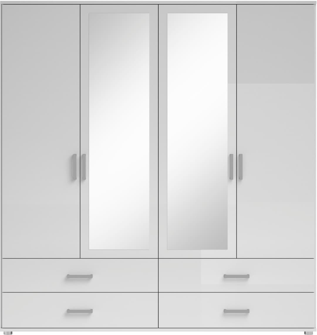 Schlafkontor Drehtürenschrank Ivar Kleiderschrank mit Spiegel | Weiß