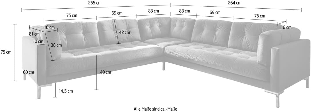 Trends by HG Wohnlandschaft Landau U-Form | Grau