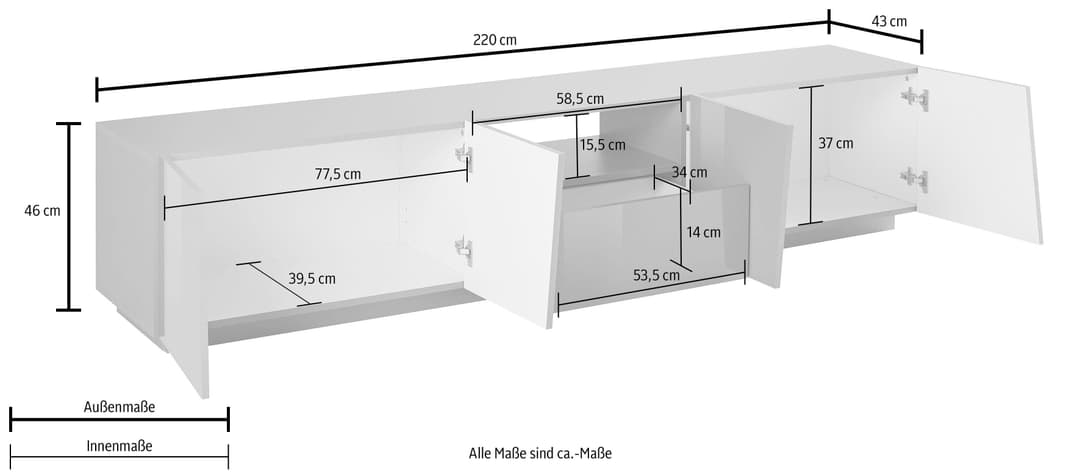 Home affaire Lowboard Vega | Weiß