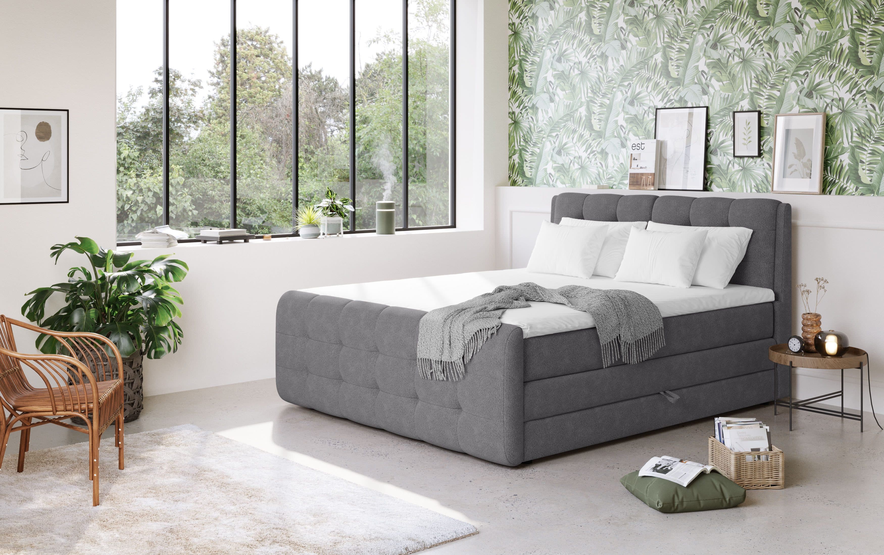 COTTA Boxspringbett Fort mit Bettkasten | Grau