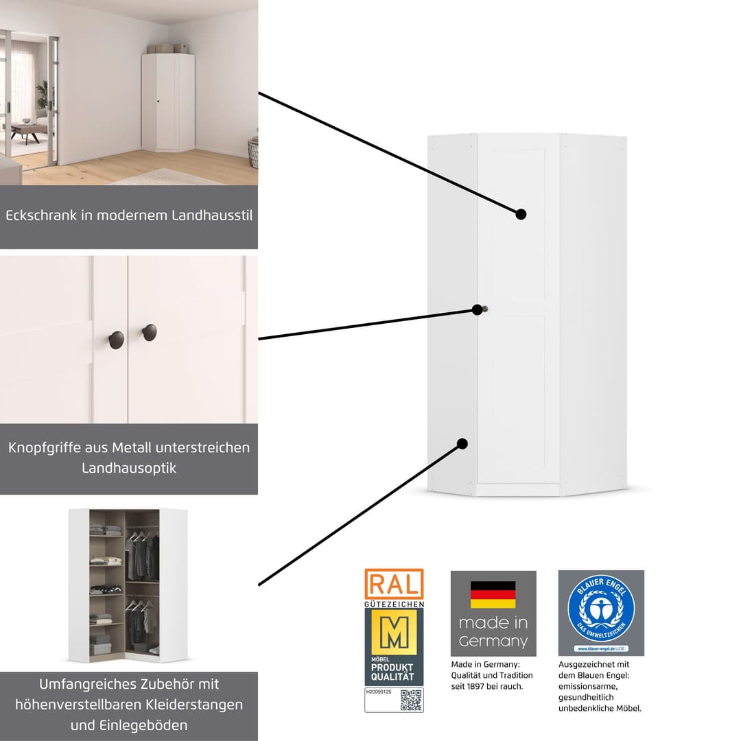 rauch Eckkleiderschrank YLVA | Weiß