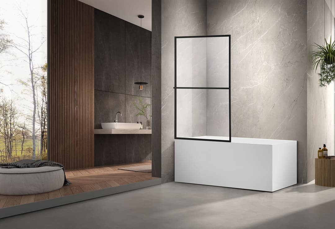 welltime Badewannenaufsatz Block | Schwarz