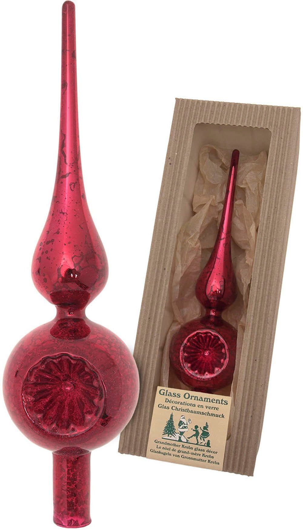 Krebs Glas Lauscha Antike Mercury Glas Reflexspitze | Rot