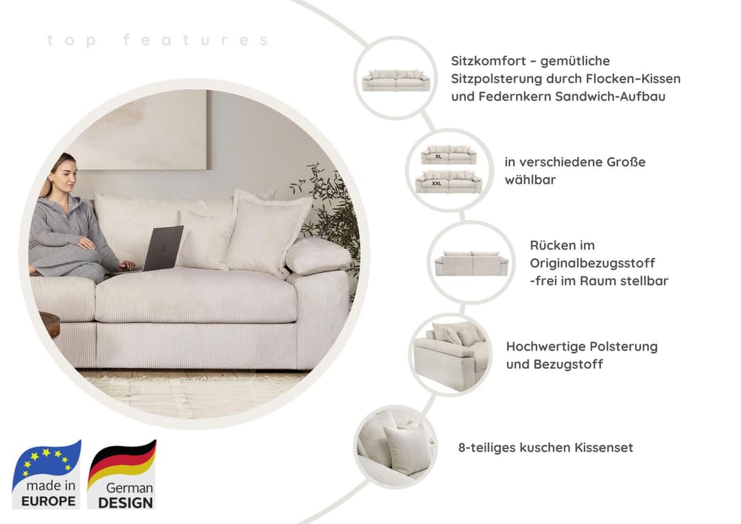 Home affaire Big-Sofa Soft&Cosy XXL | Braun