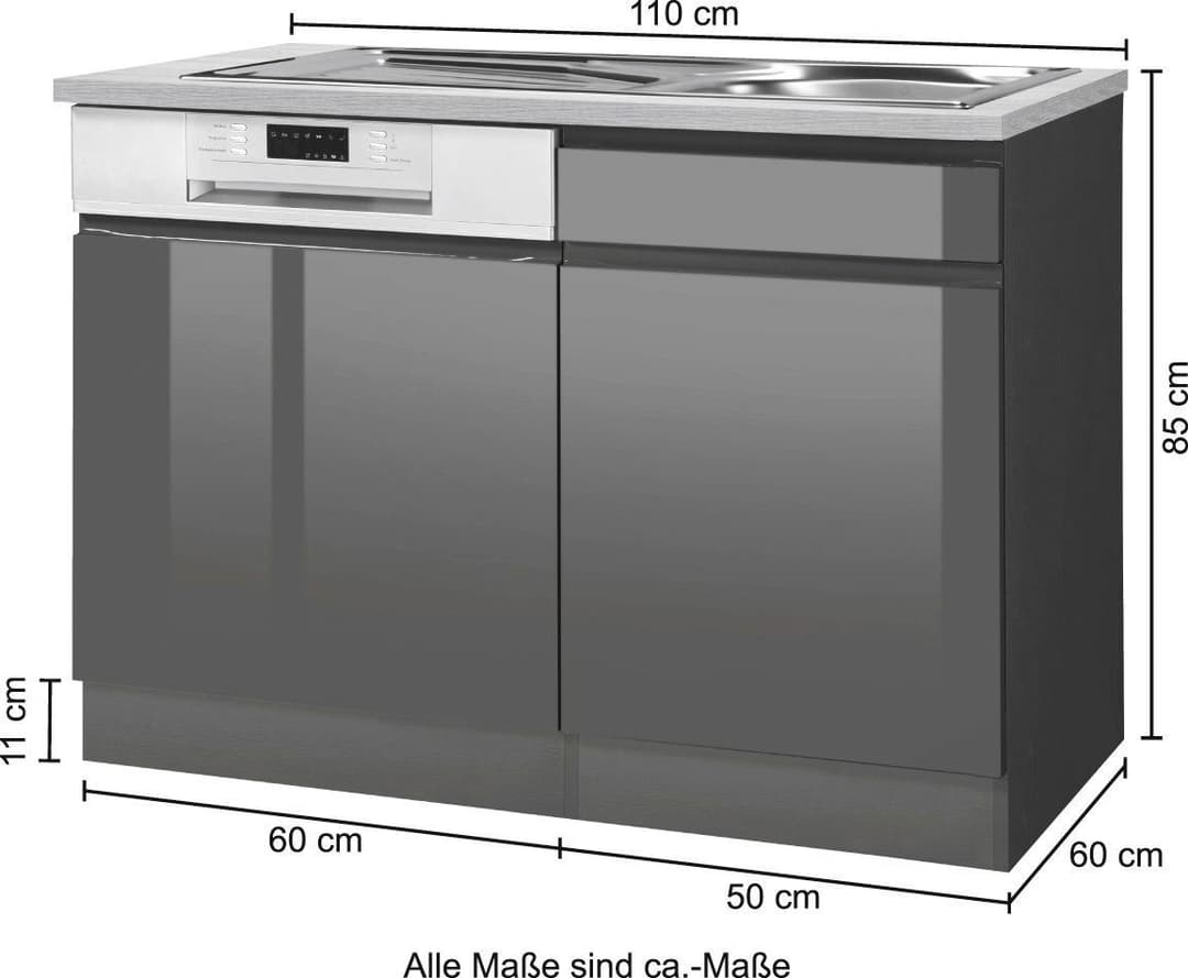 KOCHSTATION Spülenschrank KS-Virginia | Grau