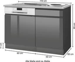 KOCHSTATION Spülenschrank KS-Virginia | Grau